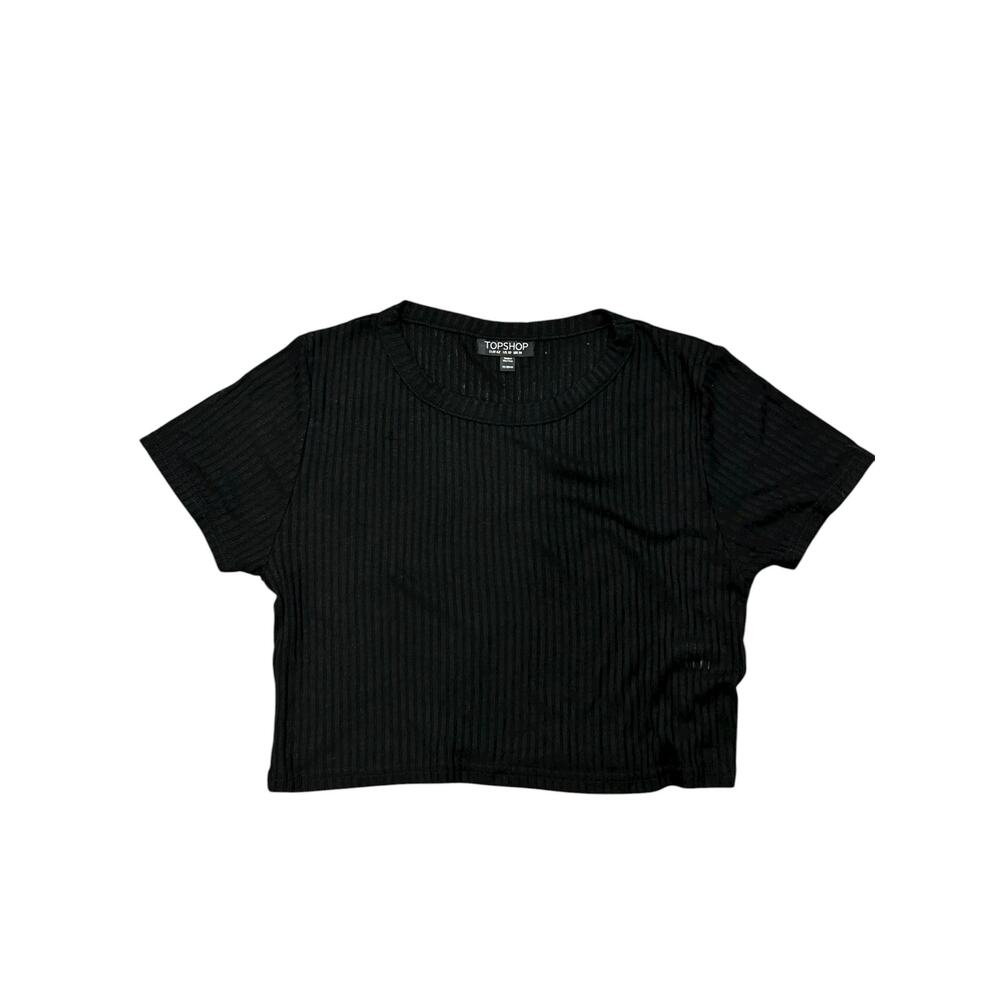 Topshop Black Ribbed Crop Top T-Shirt Women’s Size US 10/Medium